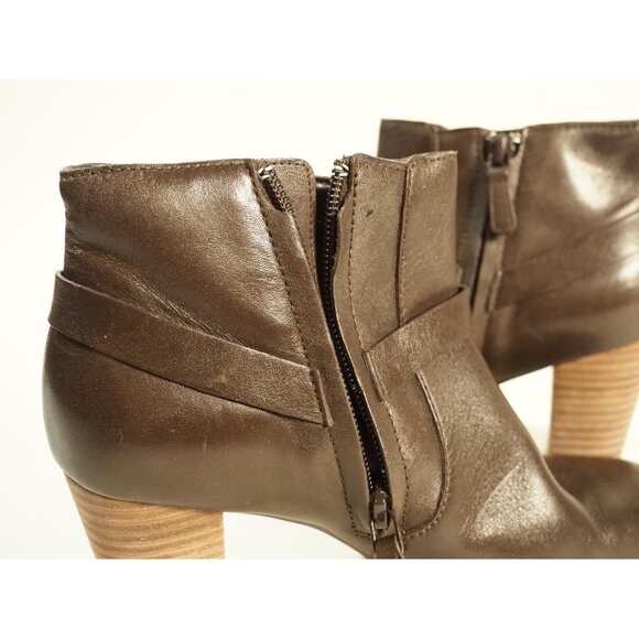 Cole Haan Dark Brown Leather Round Toe Chunky Heel Zipper Ankle Boots, Size 6 US - Picture 6 of 10